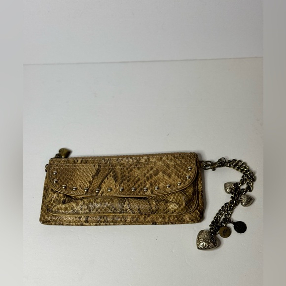 Kathy Van Zeeland Handbags - KATHY VAN ZEELAND Faux Snake Clutch Purse with Ornate Strap